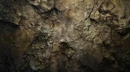 Rock texture Stone background Old weathered crumbling mountain surface in cracks background Light brown rock background : Generative AI - obrazy, fototapety, plakaty