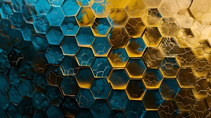 Beautiful background texture with repeating cell honeycomb and color transitions in brown blue and...