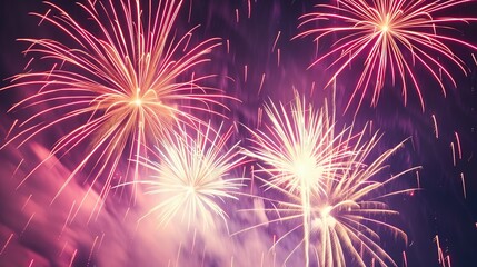 Colorful firework in a night sky at Ho kham luang at Royal Park Rajapruek in chiangmaiThailand : Generative AI