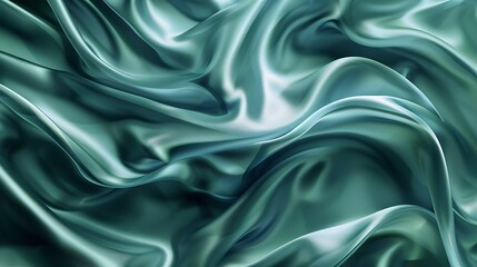 Obraz premium Beautiful blue green silk satin background Wavy soft folds Luxurious silky fabric backdrop with space for product and design Web banner Top view : Generative AI