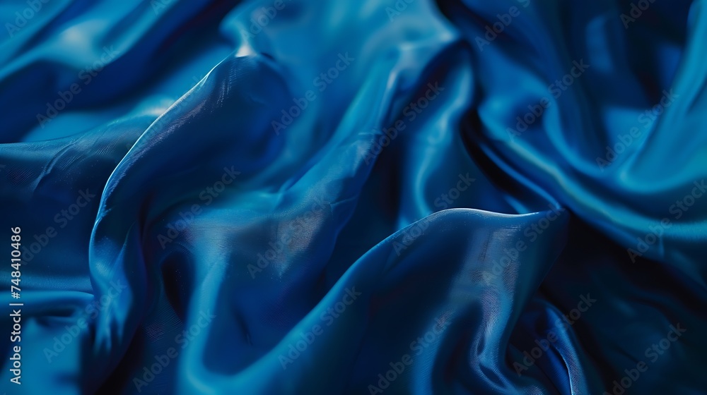 Poster Navy blue abstract background Gradient Silk fabric surface texture Elegant background with copy space for design : Generative AI