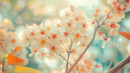 Beautiful wild Himalayan CherryPrunus cerasoides flower Sakura thailand blossoms on khunwang Chiang MaiThailand : Generative AI - obrazy, fototapety, plakaty