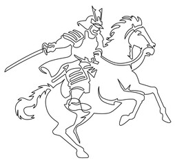 騎馬武者-一筆書き