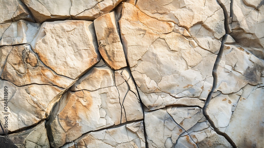 Aufkleber rock texture stone background old weathered crumbling mountain surface in cracks background light br