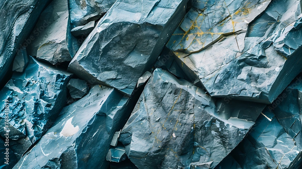 Aufkleber blue gray stone texture toned rough rock surface closeup grunge background with copy space for desig