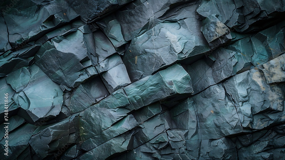Poster blue green rock background dark turquoise toned mountain surface cracked closeup 3d effect modern co