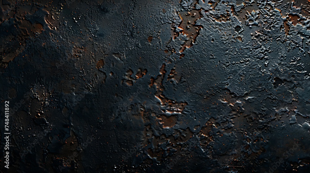 Poster Rust texture Rough rusty metal surface Black Brown Dark grunge background with space for design Closeup Web banner Wide Panoramic : Generative AI
