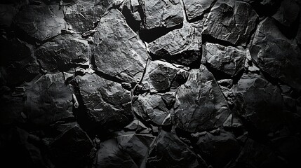 Black and white grunge Rock texture Dark stone background Mountain surface texture Closeup It looks...