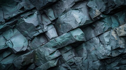 Blue green rock background Dark turquoise toned mountain surface Cracked Closeup 3d effect Modern colorful stone background with copy space for your design : Generative AI
