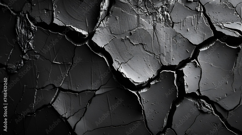 Poster black grunge background texture of cracked stone surface black rock grunge background with copy spac