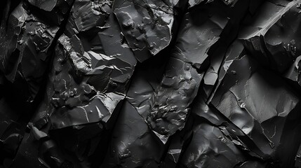 Black grunge texture Black rock texture Closeup Abstract geometric black white background Black...