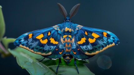 Beautiful Dysphania militaris mothInchworm moth with bokeh in the nature : Generative AI