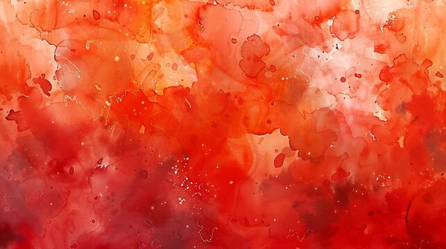 Red orange watercolor on paper Abstract pattern Coral color Art background for designGrunge Daub stain blot splash : Generative AI