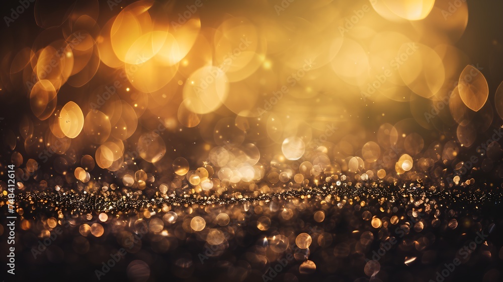 Poster glitter dark broun background golden saturated color defocused macro sparks fall and sparkle free sp