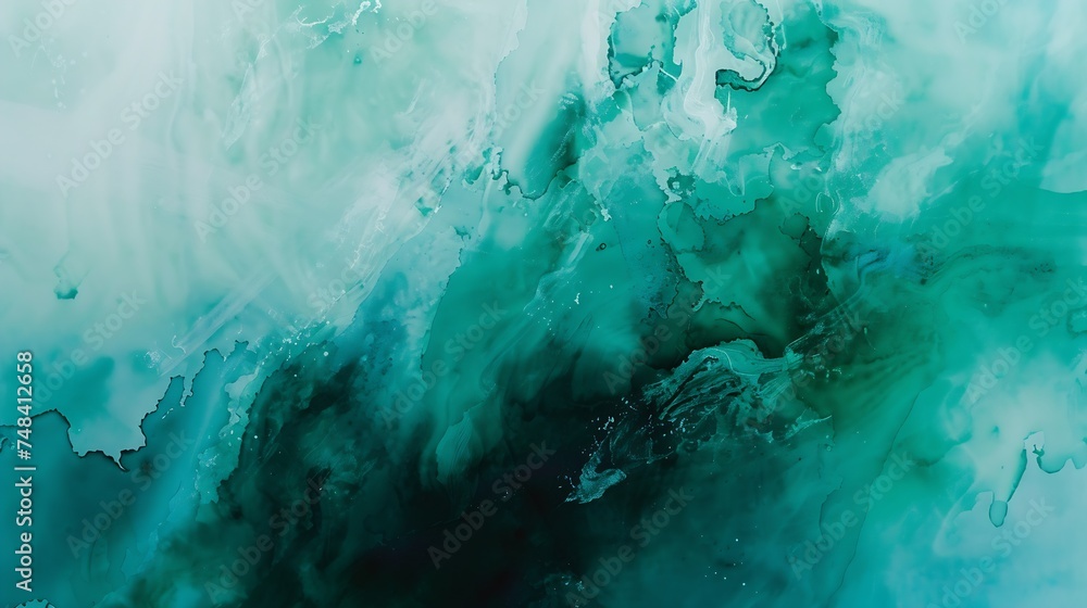 Poster blue green watercolor dark turquoise abstract background with copy space for design : generative ai