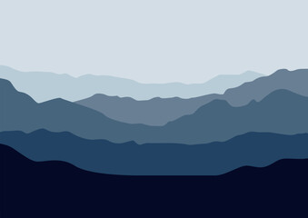 Mountains landscape vector. Vector illustration in flat style.