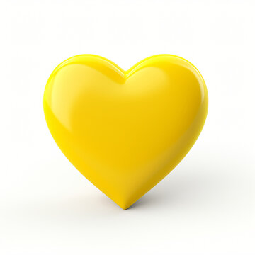 3d render icon of yellow heart cartoon isolated white background generated AI