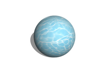 Fototapeta na wymiar 3d sphere with a reflection by water caustic. 3d sphere with shadow made by the water surface. 3d silver sphere. egg isolated on a white background.