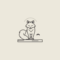 Fox icon minimal 2D vector for design
