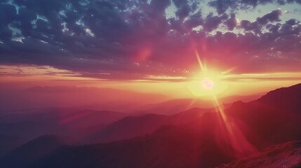 The Mountain twilight sky power full color sunlight : Generative AI