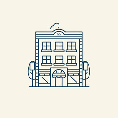 Hotel icon minimal 2D vector for design