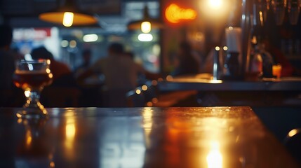 Table top counter Bar restaurant background with people : Generative AI