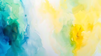 Abstract yellow green blue watercolor Art background with copy space for design Wide banner Panoramic : Generative AI