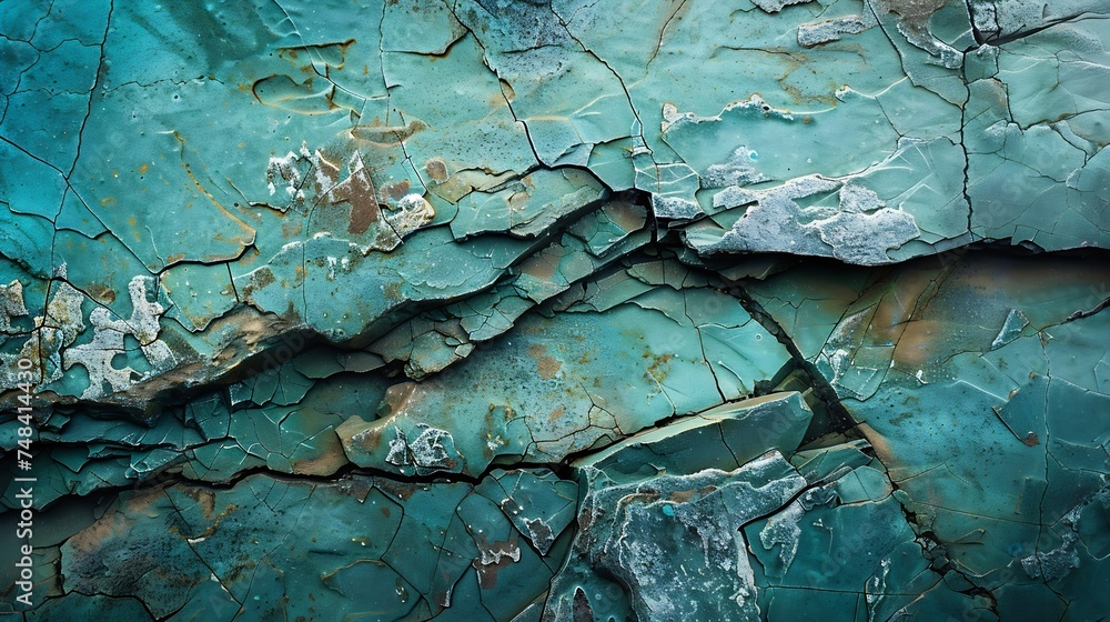 Aufkleber blue green grunge background toned rock texture background combination of teal color and rough crack