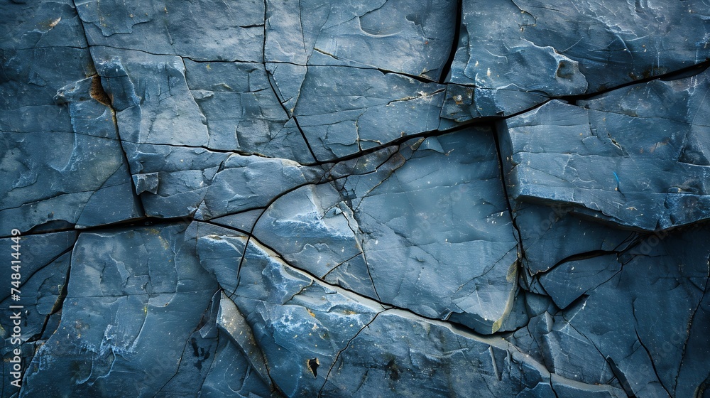 Aufkleber Abstract blue grunge background Toned rock texture with cracks Blue grunge stone background with copy space for your design The combination of bright color and rough rocky surface : Generative AI