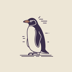 Penguin icon minimal 2D vector for design