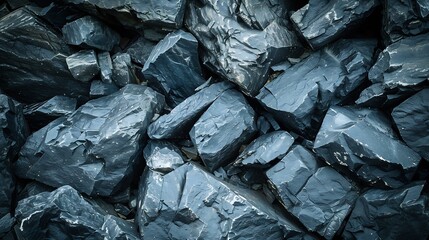 Blue stone background Toned monochrome rock texture Closeup Blue grunge banner with copy space for...