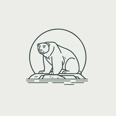 Polar Bear icon minimal 2D vector for design