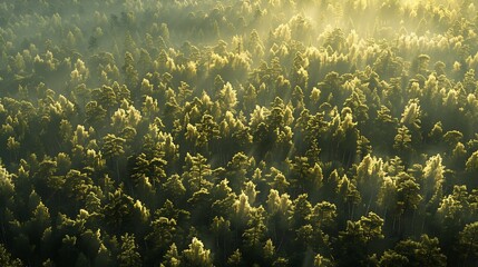 Aerial view of a nordic pines forest in Estonia : Generative AI - obrazy, fototapety, plakaty
