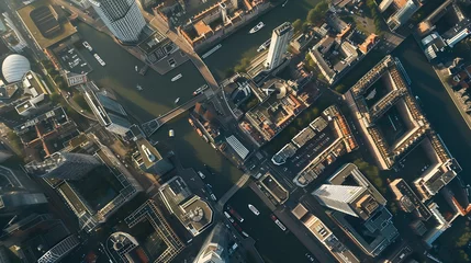 Fototapeten Aerial view of Rotterdam center The Netherlands : Generative AI © Generative AI