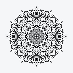 Mandala background design Black and white isolated vector drawing