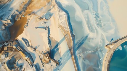 Abstract aerial view of tailings ponds for mining in Western Australia : Generative AI