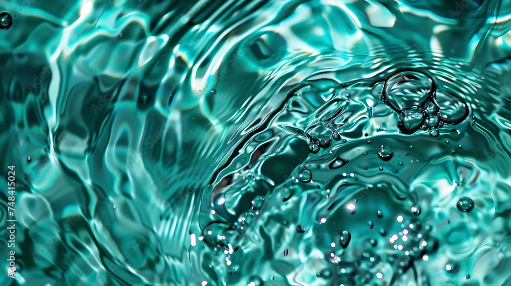 Aufkleber beautiful blue green water background ripples on the surface dark teal background with copy space fo