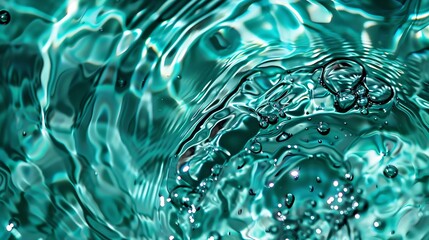 Beautiful blue green water background Ripples on the surface Dark teal background with copy space for your design Web banner Website header Aqua liquid fluid aquatic marine : Generative AI