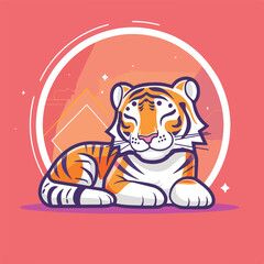 Tiger illustration minimal 2D vector for design