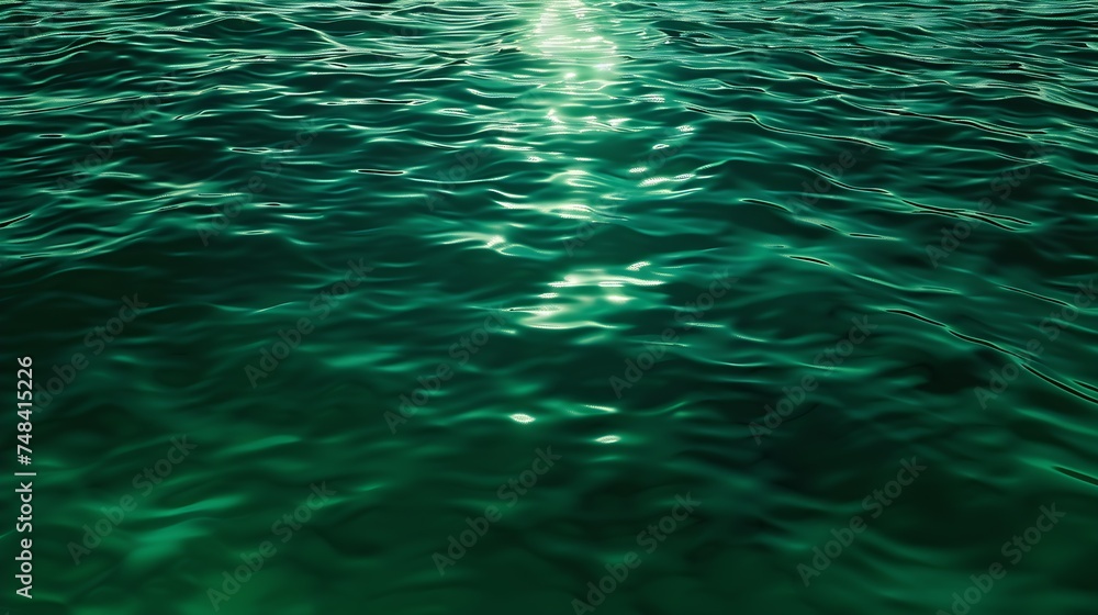 Aufkleber Deep green water background Light ripples and waves on the water surface Beautiful green background with copy space for design Web banner : Generative AI