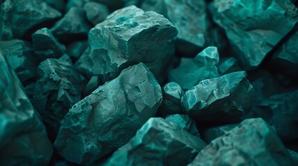 Blue green rock background Toned mountain texture Closeup The combination of dark turquoise color and volumetric stone texture 3D effect : Generative AI