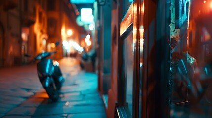 Fototapeta na wymiar night life of street of Florence Italy : Generative AI