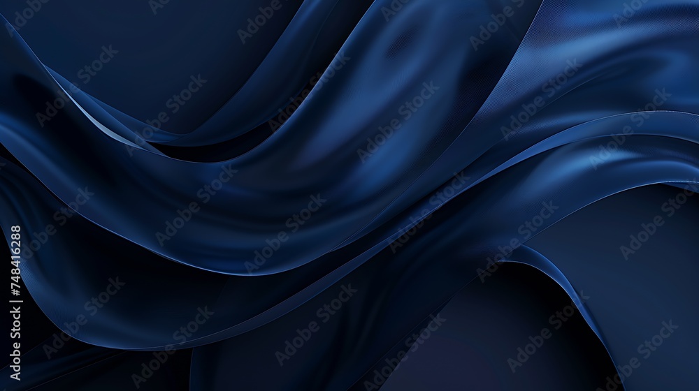 Poster Navy blue abstract background Gradient Silk fabric surface texture Elegant background with copy space for design : Generative AI