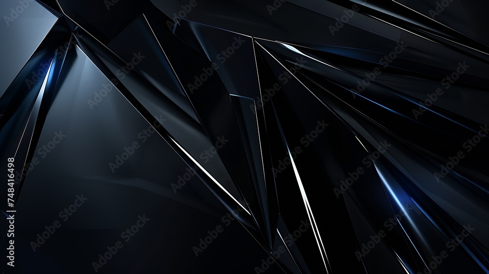Poster black blue abstract modern background for design dark geometric shape 3d effect diagonal lines strip
