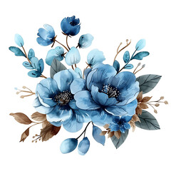Airy Watercolor Clipart of Blue Blooms