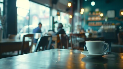Abstract blur and defocus coffee shop cafe and restaurant interior for background : Generative AI
