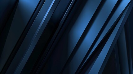 Black blue abstract modern background for design Dark Geometric shape 3d effect Diagonal lines stripes Triangles Gradient Light glow Metallic sheen Minimal Web banner Wide Panoramic : Generative AI