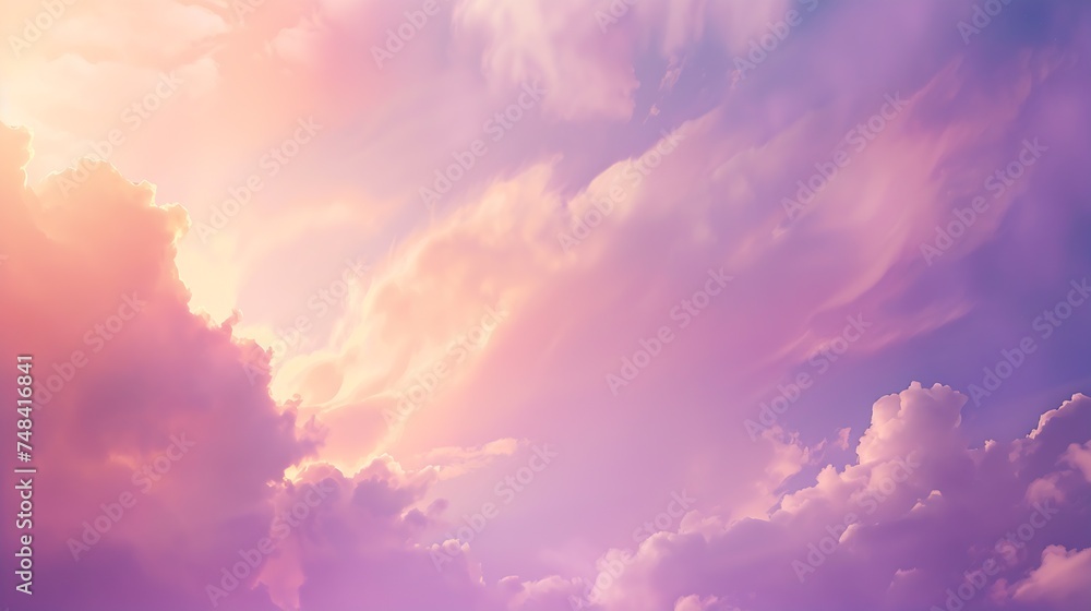 Aufkleber Purple sky with clouds Sunset Evening sky background with copy space for design Web banner Website header : Generative AI