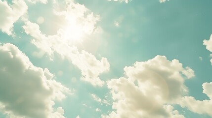 The sun and blue sky background with white clouds : Generative AI