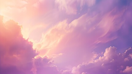 Purple sky with clouds Sunset Evening sky background with copy space for design Web banner Website header : Generative AI